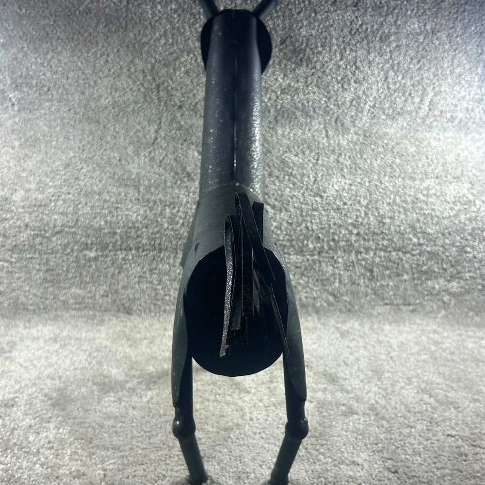 Metal Horse Sculpture Black Rustic Folk Art Welded Pony Figurine Large - Picture 4 of 7